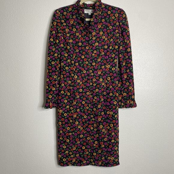 Vintage‎ Hanae Mori Boutique Dress Silk Floral Size 4 - Picture 1 of 8